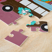 Surfbrett-Strandwertlos surfende Hippie-Packwagen Puzzle (Seite)