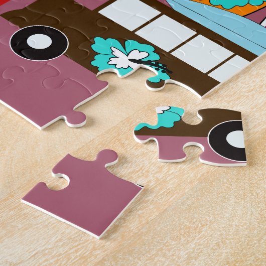 Surfbrett-Strandwertlos surfende Hippie-Packwagen Puzzle (Seite)