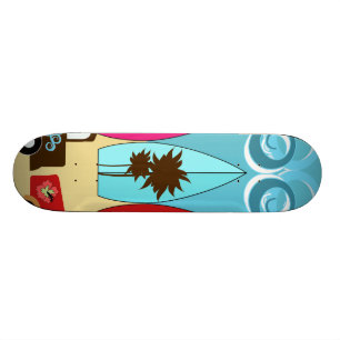 Surfbrett-Strandwertlos surfende Hippie-Packwagen Skateboard