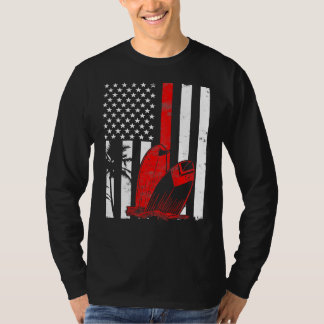 Surfbrett Surf Thin Red Line Amerikanische Flagge T-Shirt