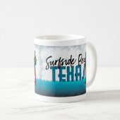 Surfbrett Surfbretter am Strand Texas Kaffeetasse (VorderseiteRechts)