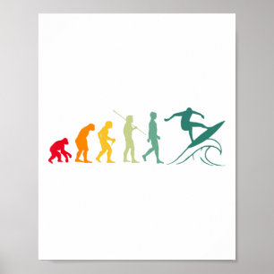 Surfbrett Surfen Surfer Surfboarder Vintage Retro  Poster