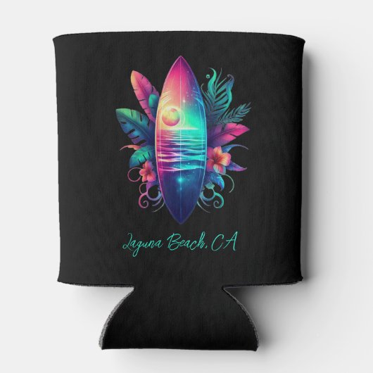 Surfbrett Tropischer Strand- Dosenkühler (Rückseite)