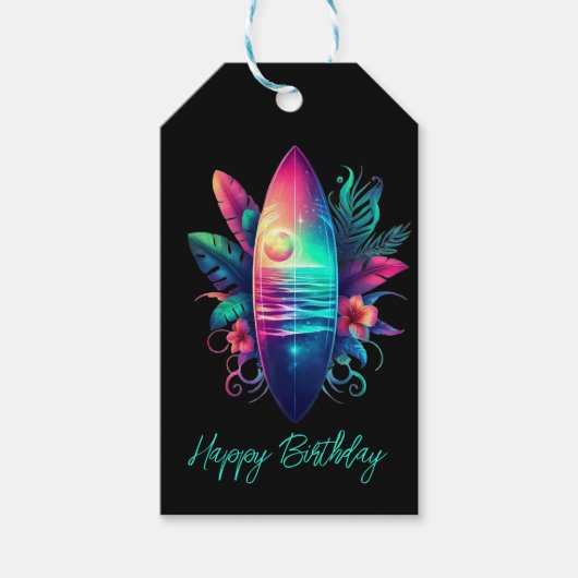 Surfbrett Tropischer Strand- Geschenkanhänger (Vorderseite)