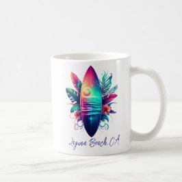 Surfbrett Tropischer Strand- Kaffeetasse