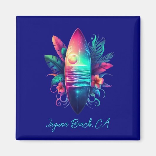 Surfbrett Tropischer Strand- Magnet (Vorne)
