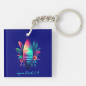 Surfbrett Tropischer Strand- Schlüsselanhänger (Rückseite)