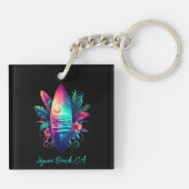 Surfbrett Tropischer Strand- Schlüsselanhänger (Rückseite)