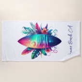 Surfbrett Tropischer Strand- Strandtuch (Vorderseite)