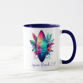 Surfbrett Tropischer Strand- Tasse