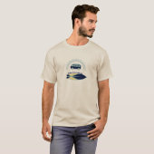 Surfbrett und Campingplatz Kalifornien T-Shirt (Vorne ganz)