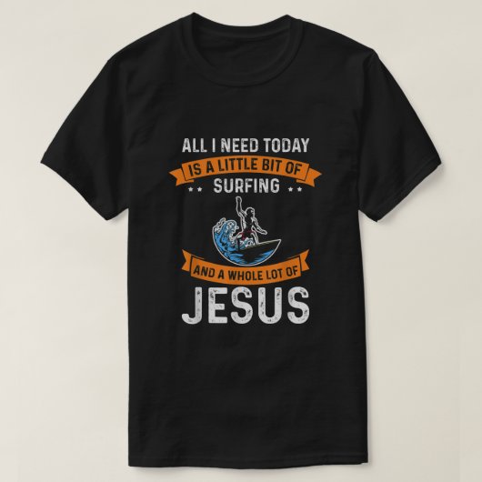Surfbrett und Christliches Surfbrett Jesus T-Shirt (Design vorne)