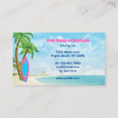 Surfbrett und das tropische Strandsurfen Visitenkarte (Rückseite)