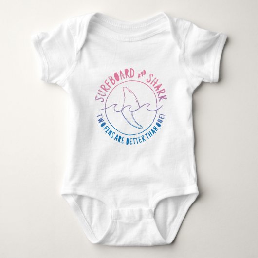 Surfbrett und Haifisch Funny Surfer Sommer Baby Strampler (Vorderseite)