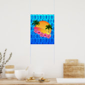 Surfbrett und Hibiskus Blume Poster (Küche)
