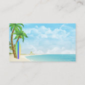 Surfbrett und Palmen | QR Code Tropical Beach Visitenkarte (Rückseite)