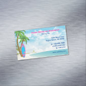 Surfbrett und Palmen Trees Tropical Beach Magnetische Visitenkarte (Beispiel)