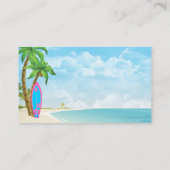 Surfbrett und Palmen Trees Tropical Beach Visitenkarte (Rückseite)