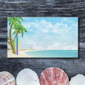 Surfbrett und Palmen Trees Tropical Beach Visitenkarte