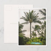 Surfbrett unter einer Palme Hanalei Beach Kauai Postkarte (Vorne/Hinten)