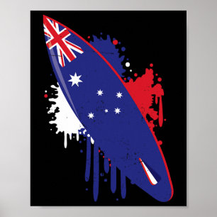 Surfbrett Vintage mit australischer Flagge - Surfe Poster
