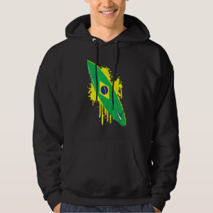 Surfbrett Vintage mit Brasilien-Flagge - Surfen We Hoodie