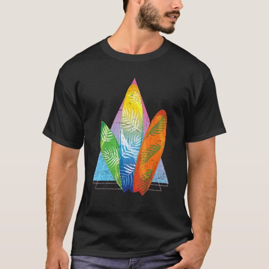 Surfbrett-Wassersport Synthwave Sur T-Shirt (Vorderseite)