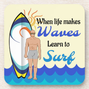 Surfbrett Wasserwellen inspirierend Zitat Getränkeuntersetzer