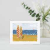 Surfbretter am Strand Postkarte (Stehend Vorderseite)