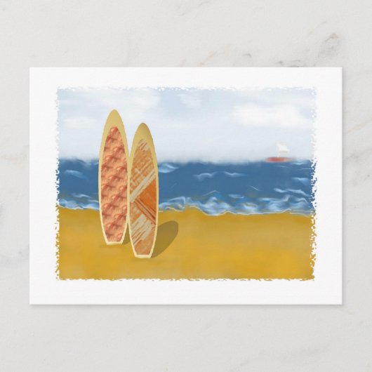 Surfbretter am Strand Postkarte (Vorderseite)