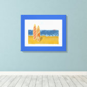 Surfbretter am Strand übersäte Canvas Art Leinwanddruck (Insitu (Holzboden))