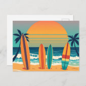 Surfbretter am Strand von Tropical Beach Postkarte (Vorne/Hinten)
