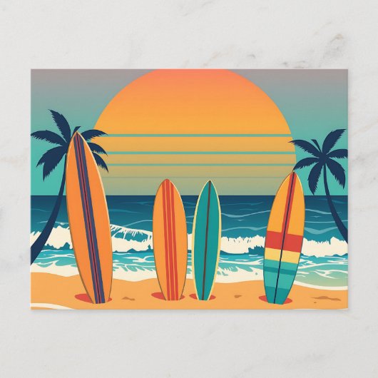 Surfbretter am Strand von Tropical Beach Postkarte (Vorderseite)