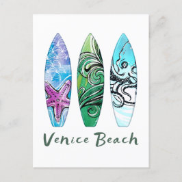 Surfbretter am Strand von Venedig Postkarte