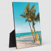 Surfbretter am Strand werfen Kissen Fotoplatte (Seite)