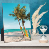 Surfbretter am Strand werfen Kissen Fotoplatte (Seite)