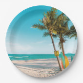 Surfbretter am Strand werfen Kissen Pappteller (Vorderseite)