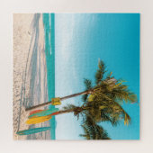 Surfbretter am Strand werfen Kissen Puzzle (Horizontal)