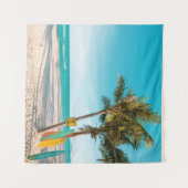 Surfbretter am Strand werfen Kissen Wandteppich (Vorderseite (Horizontal))