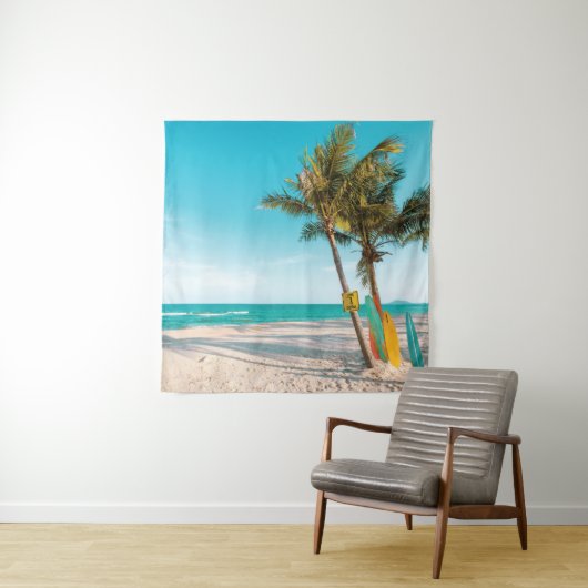 Surfbretter am Strand werfen Kissen Wandteppich (Beispiel)