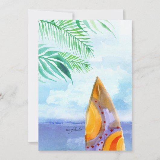 Surfbretter auf dem Strand Einladung (Rückseite)