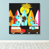 Surfbretter Beach Bum Surfing Hippie Vans Leinwanddruck (Insitu (Holzboden))