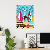 Surfbretter Beach Bum Surfing Hippie Vans Poster (Heimbüro)