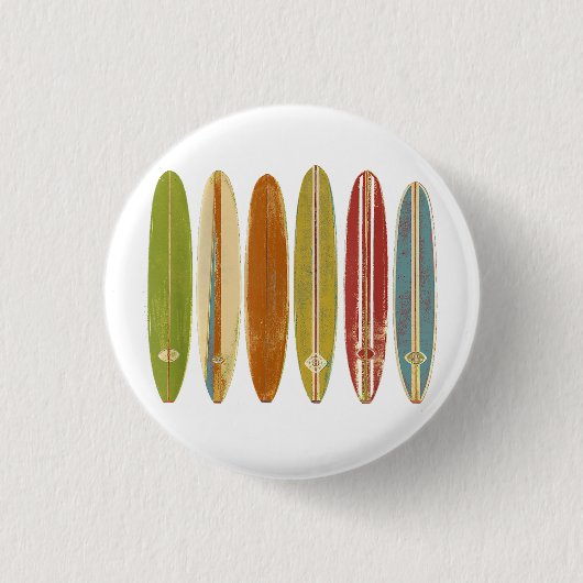 Surfbretter mit Longboard Vintag im Retro-Stil Button (Vorderseite)