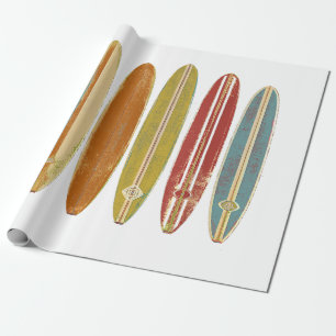 Surfbretter mit Longboard Vintag im Retro-Stil Geschenkpapier