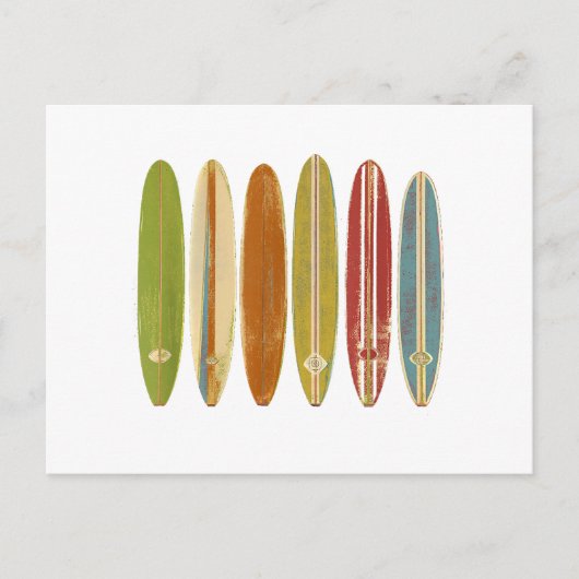 Surfbretter mit Longboard Vintag im Retro-Stil Postkarte (Vorderseite)