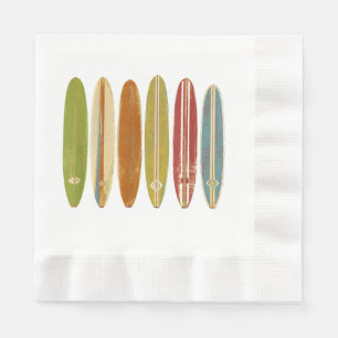 Surfbretter mit Longboard Vintag im Retro-Stil Serviette