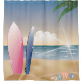 Surfbretter Ocean Beach Deco Duschvorhang (Vorderseite)