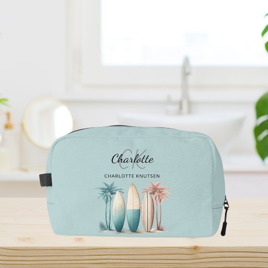 Surfbretter Palmen Retro aquamarines Wasser Waschbeutel