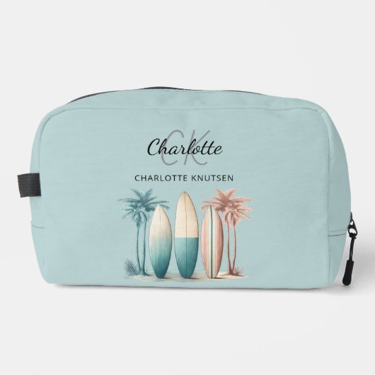 Surfbretter Palmen Retro aquamarines Wasser Waschbeutel (Vorderseite)